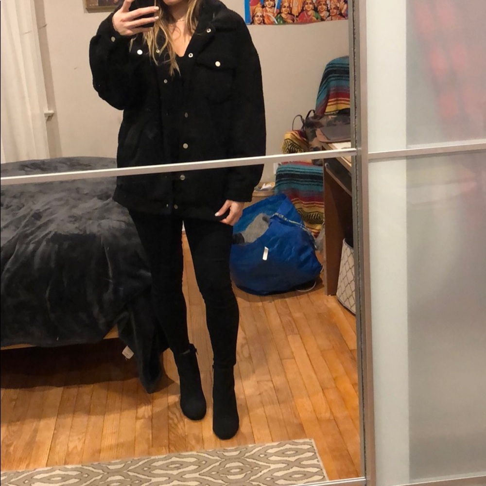 Black Teddy Trucker Jacket